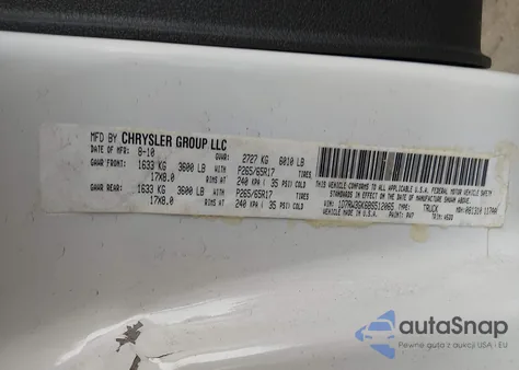 2011 Ram Dakota Bighorn/Lonestar z USA, uszkodzony, nr VIN 1D7RW3GK6BS512065